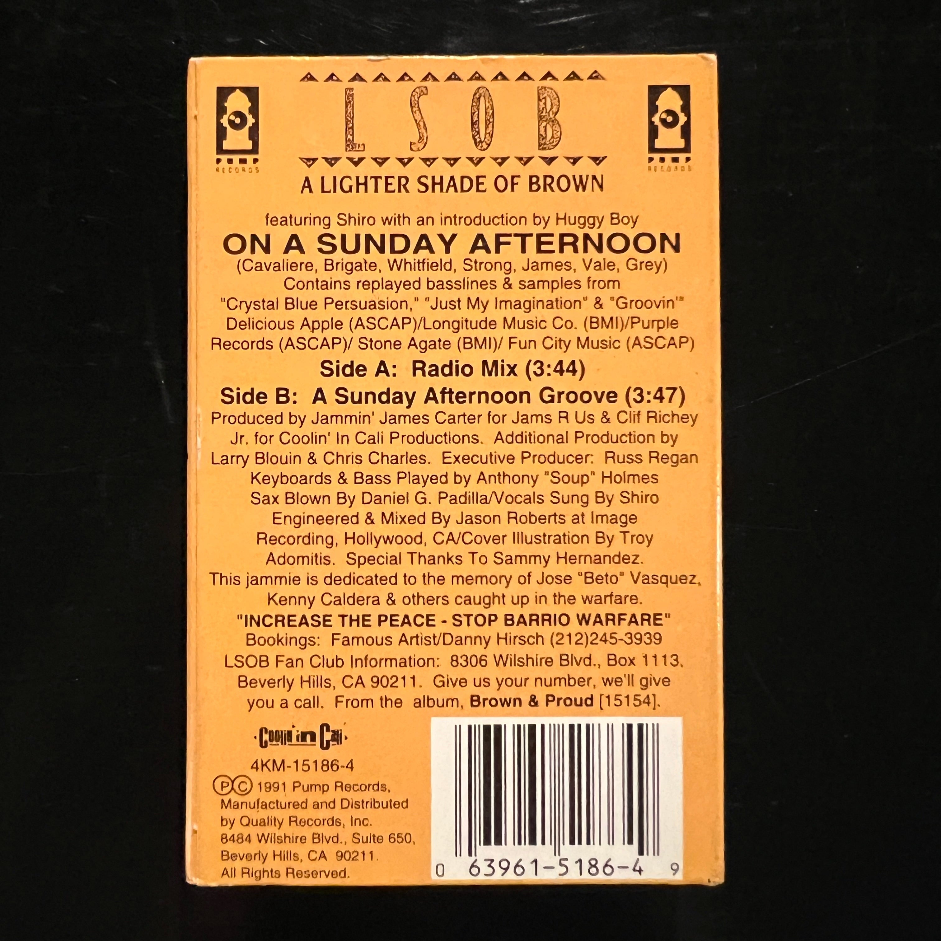 Lighter Shade of Brown - On A Sunday Afternoon (Cassette Single, 1991)